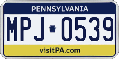 PA license plate MPJ0539