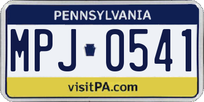PA license plate MPJ0541
