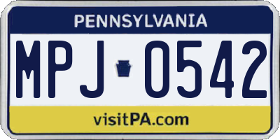 PA license plate MPJ0542