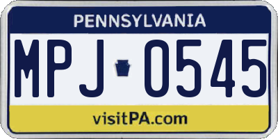 PA license plate MPJ0545