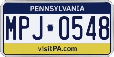 PA license plate MPJ0548