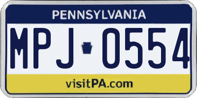 PA license plate MPJ0554