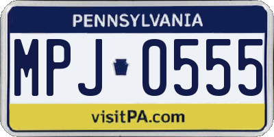 PA license plate MPJ0555