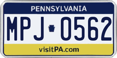 PA license plate MPJ0562