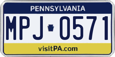 PA license plate MPJ0571