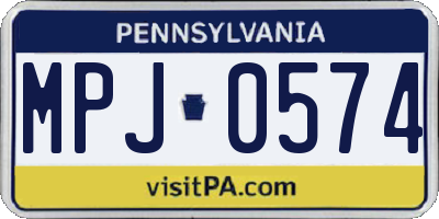 PA license plate MPJ0574
