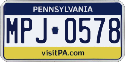 PA license plate MPJ0578
