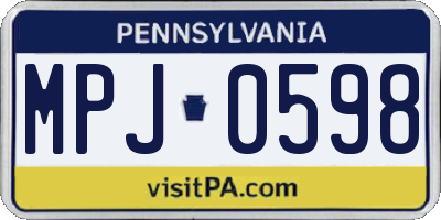 PA license plate MPJ0598