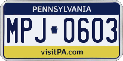 PA license plate MPJ0603