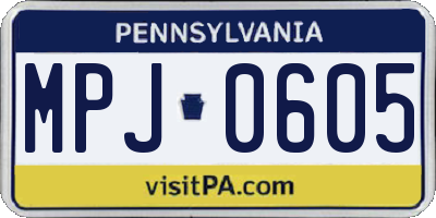 PA license plate MPJ0605