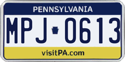 PA license plate MPJ0613