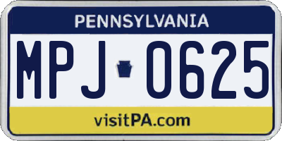 PA license plate MPJ0625
