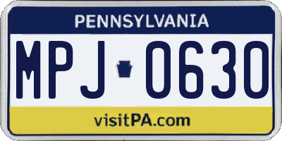 PA license plate MPJ0630