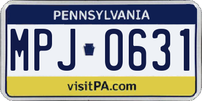 PA license plate MPJ0631