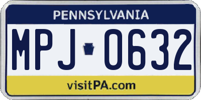 PA license plate MPJ0632