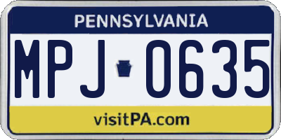 PA license plate MPJ0635