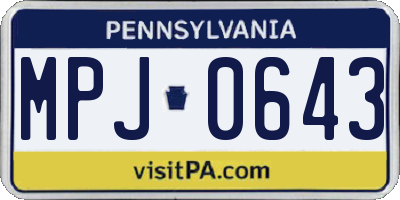 PA license plate MPJ0643