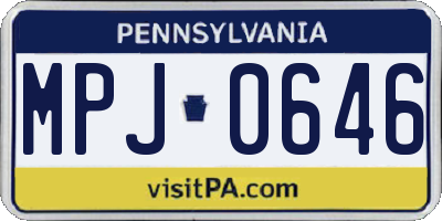 PA license plate MPJ0646