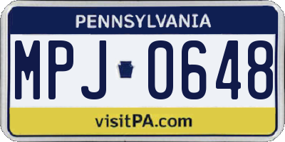 PA license plate MPJ0648