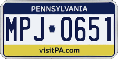 PA license plate MPJ0651