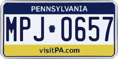 PA license plate MPJ0657