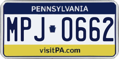 PA license plate MPJ0662