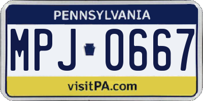 PA license plate MPJ0667