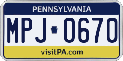 PA license plate MPJ0670