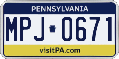 PA license plate MPJ0671