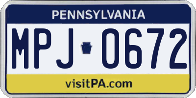 PA license plate MPJ0672