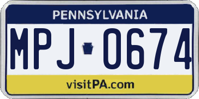 PA license plate MPJ0674