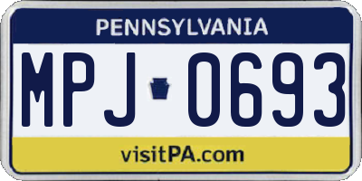 PA license plate MPJ0693