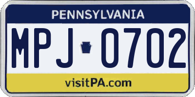 PA license plate MPJ0702