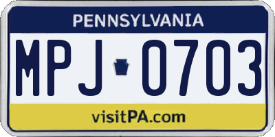 PA license plate MPJ0703