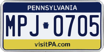 PA license plate MPJ0705