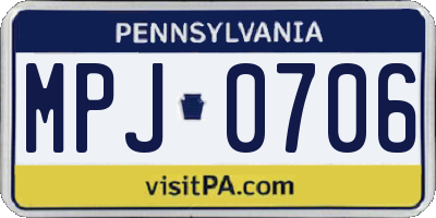 PA license plate MPJ0706