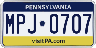 PA license plate MPJ0707