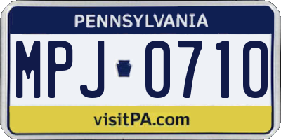 PA license plate MPJ0710