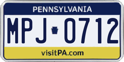 PA license plate MPJ0712