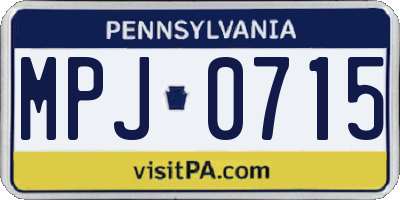 PA license plate MPJ0715