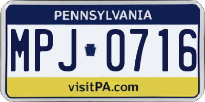 PA license plate MPJ0716