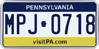PA license plate MPJ0718