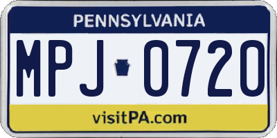 PA license plate MPJ0720