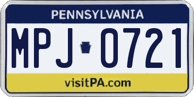 PA license plate MPJ0721