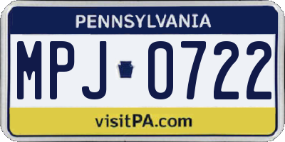 PA license plate MPJ0722