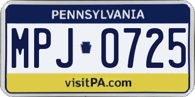 PA license plate MPJ0725