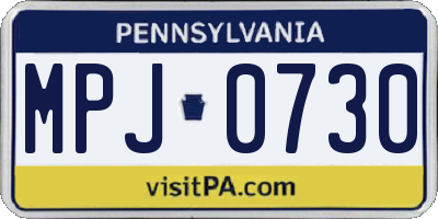 PA license plate MPJ0730