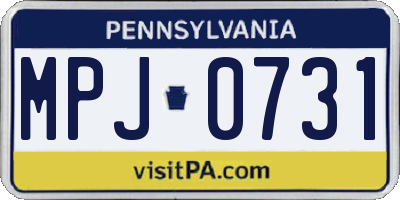 PA license plate MPJ0731