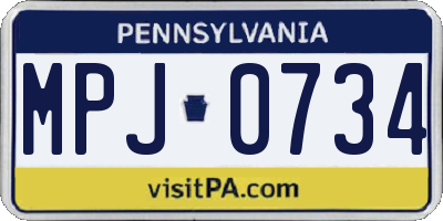 PA license plate MPJ0734