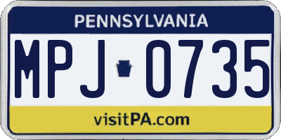PA license plate MPJ0735